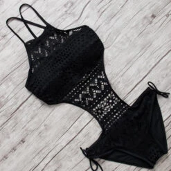 Lace One Piece Swimsuit 13 Lace One Piece Swimsuit -Clothing Discount Store lace piece swimsuit black high collar l beach beachwear bikini black lace bodysuit swimwear kawaii babe 710