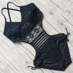 Lace One Piece Swimsuit 14 Lace One Piece Swimsuit -Clothing Discount Store lace piece swimsuit black v neck l beach beachwear bikini black lace bodysuit swimwear kawaii babe 548