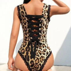 Leopard Lace Back Bodysuit 28 Leopard Lace Back Bodysuit -Clothing Discount Store leopard lace back bodysuit bodysuits corset corseting jumper jumpsuit onesie kawaii babe 263