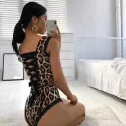 Leopard Lace Back Bodysuit 37 Leopard Lace Back Bodysuit -Clothing Discount Store leopard lace back bodysuit bodysuits corset corseting jumper jumpsuit onesie kawaii babe 479
