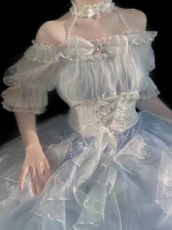 Light Blue Fairy Princess Dress -Clothing Discount Store light blue fairy princess dress dresses blue dress kawaii lace 142