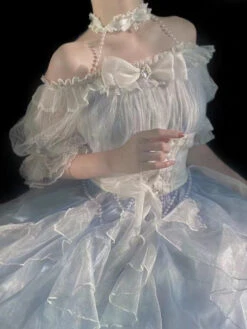 Light Blue Fairy Princess Dress -Clothing Discount Store light blue fairy princess dress dresses blue dress kawaii lace 176