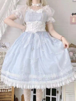 Light Blue Fairy Princess Dress -Clothing Discount Store light blue fairy princess dress dresses blue dress kawaii lace 880