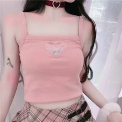 Liquid Glitter Heart Tank 12 Liquid Glitter Heart Tank -Clothing Discount Store liquid glitter heart tank crop shirt top tops shirts kawaii babe 134