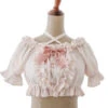 Cropped Ruffled Blouse -Clothing Discount Store lolita cropped blouse beige blouses crop tank shirt ddlg playground 897