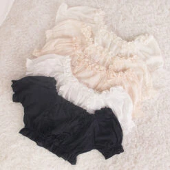 Cropped Ruffled Blouse -Clothing Discount Store lolita cropped blouse blouses crop tank shirt ddlg playground 894