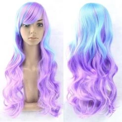 Long Cotton Candy Wig -Clothing Discount Store long cotton candy wig blue purple curly hair fairy kei fake ddlg playground 773