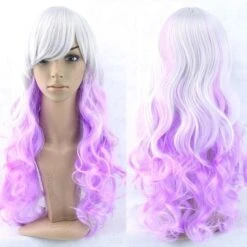 Long Cotton Candy Wig -Clothing Discount Store long cotton candy wig purple white curly hair fairy kei fake ddlg playground 689