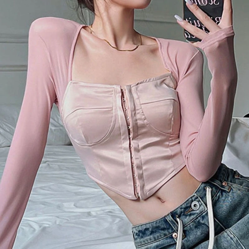 Long Sleeve Satin Bustier 11 Long Sleeve Satin Bustier - Image 9