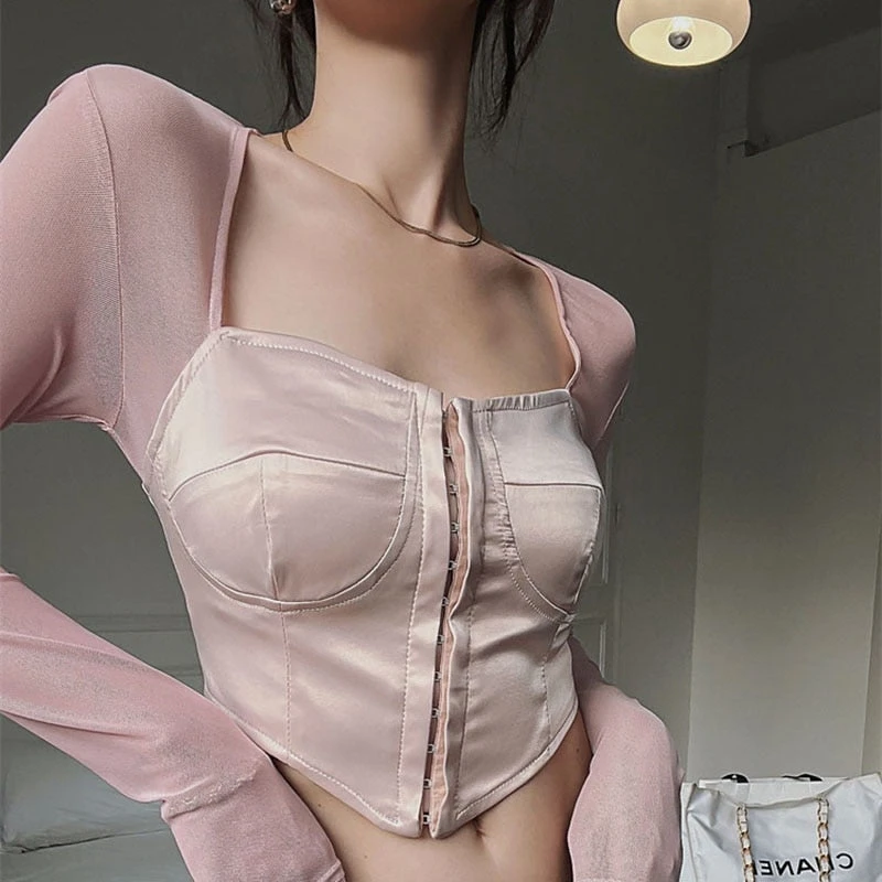 Long Sleeve Satin Bustier 10 Long Sleeve Satin Bustier - Image 8