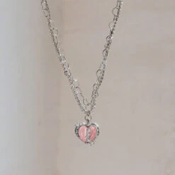 Lovecore Heart Necklaces -Clothing Discount Store lovecore heart necklaces bows choker heart hearts jeweled 159