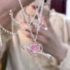 Lovecore Heart Necklaces -Clothing Discount Store lovecore heart necklaces bows choker heart hearts jeweled 355