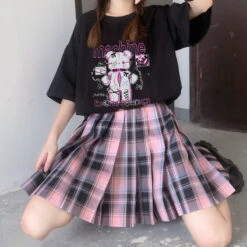 Machine Bear Menhera Tee -Clothing Discount Store machine bear menhera tee t shirts anime creepy cute goth ring 492