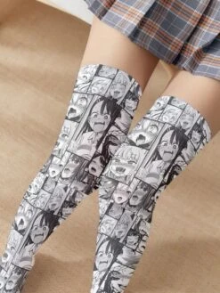 Comic Strip Manga Stockings -Clothing Discount Store manga comic anime face stockings socks thigh highs 283