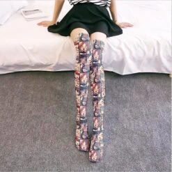 Comic Strip Manga Stockings -Clothing Discount Store manga comic anime face stockings socks thigh highs 500