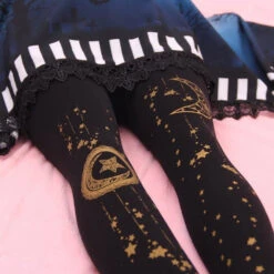 Midnight Steampunk Tights -Clothing Discount Store midnight steampunk tights diesel punk dieselpunk goth lolita gothic kawaii stockings leggings babe 395