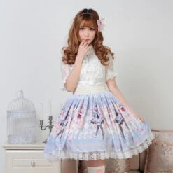 Milky Anime Print Skirt -Clothing Discount Store milky anime print skirt girl cosplay egl community fairy kei skirts kawaii babe 129