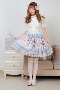 Milky Anime Print Skirt -Clothing Discount Store milky anime print skirt girl cosplay egl community fairy kei skirts kawaii babe 282