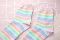 Milky Rainbow Socks -Clothing Discount Store milky rainbow socks ankle fairy kei fairykei pastel ddlg playground 362