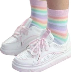 Milky Rainbow Socks -Clothing Discount Store milky rainbow socks ankle fairy kei fairykei pastel ddlg playground 519