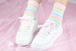 Milky Rainbow Socks -Clothing Discount Store milky rainbow socks ankle fairy kei fairykei pastel ddlg playground 756