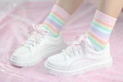 Milky Rainbow Socks -Clothing Discount Store milky rainbow socks ankle fairy kei fairykei pastel ddlg playground 901