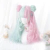 Mint & Pink Bun Wig 1 Mint & Pink Bun Wig -Clothing Discount Store mint pink bun wig wigs lolita wig pastel pink long wavy blue pink 487
