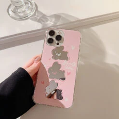 Mirrored Bunny IPhone Case & Chain -Clothing Discount Store mirrored bunny iphone case chain mobile phone cases bunny chain 419