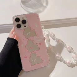 Mirrored Bunny IPhone Case & Chain -Clothing Discount Store mirrored bunny iphone case chain mobile phone cases bunny chain 438