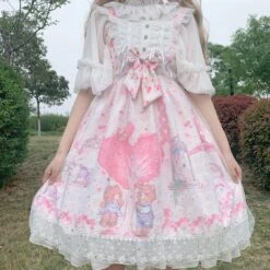 Neko Family Tree Dress -Clothing Discount Store neko family tree lolita dress white bear bears cats girly jsk ddlg playground 850