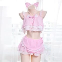 Neko Maid Lingerie Set -Clothing Discount Store neko maid lingerie set black cat crop tops kitten kittens kawaii babe 116