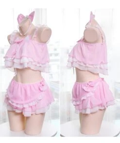 Neko Maid Lingerie Set -Clothing Discount Store neko maid lingerie set black cat crop tops kitten kittens kawaii babe 619