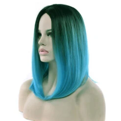 Ombre Medium Length Wigs -Clothing Discount Store ombre medium length wigs blue bob cat cosplay costume cosplay wig wig kawaii babe 384