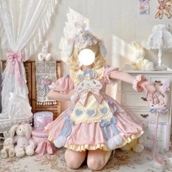 Pastel Easter Bunny Dress -Clothing Discount Store pastel easter bunny lolita dress apron bunnies rabbit dresses kawaii babe 715