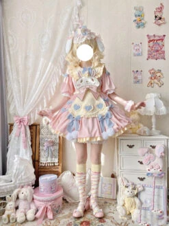 Pastel Easter Bunny Dress -Clothing Discount Store pastel easter bunny lolita dress apron bunnies rabbit dresses kawaii babe 744