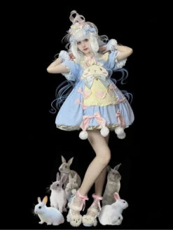 Pastel Easter Bunny Dress -Clothing Discount Store pastel easter bunny lolita dress apron bunnies rabbit dresses kawaii babe 761