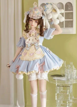 Pastel Easter Bunny Dress -Clothing Discount Store pastel easter bunny lolita dress blue s apron bunnies rabbit dresses kawaii babe 176