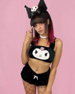 Devil Cutie Lingerie Set -Clothing Discount Store pastel goth kawaii lingerie set fuzzy bloomer shorts 230
