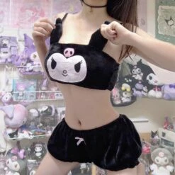 Devil Cutie Lingerie Set -Clothing Discount Store pastel goth kawaii lingerie set fuzzy bloomer shorts 524