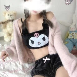 Devil Cutie Lingerie Set -Clothing Discount Store pastel goth kawaii lingerie set fuzzy bloomer shorts 993