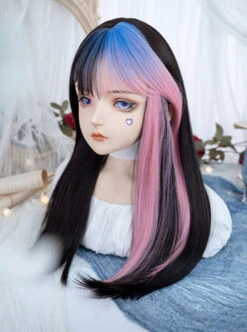 Pastel Goth Peekaboo Wig -Clothing Discount Store pastel goth money piece wig wigs bangs brown wig cosplay fringe 911