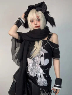 Pastel Menhera Off The Shoulder Tee -Clothing Discount Store pastel menhera shoulder tee anime anime girl fairy kei menhera menhera kei shirt kawaii babe 117