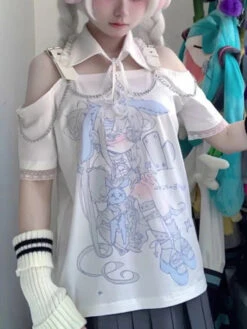 Pastel Menhera Off The Shoulder Tee