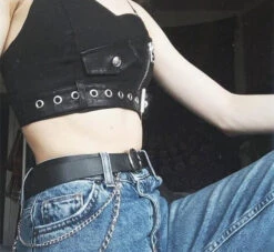 Patchwork Plaid Crop Top -Clothing Discount Store patchwork plaid crop top belly shirt tops cropped tank tee kawaii babe 863