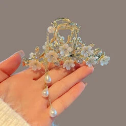 Pearl Floral Hair Claw Clip -Clothing Discount Store pearl floral hair claw clip pins claws clips floral flower 911