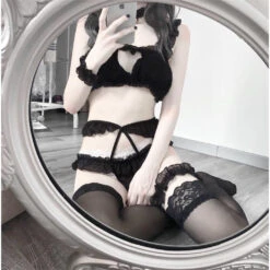 Peekaboo Heart Lingerie Set -Clothing Discount Store peekaboo heart lingerie set peekaboo heart lingerie set black 210