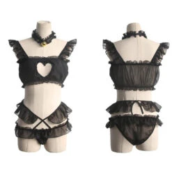 Peekaboo Heart Lingerie Set -Clothing Discount Store peekaboo heart lingerie set peekaboo heart lingerie set black 446