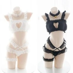 Peekaboo Heart Lingerie Set -Clothing Discount Store peekaboo heart lingerie set peekaboo heart lingerie set black 904