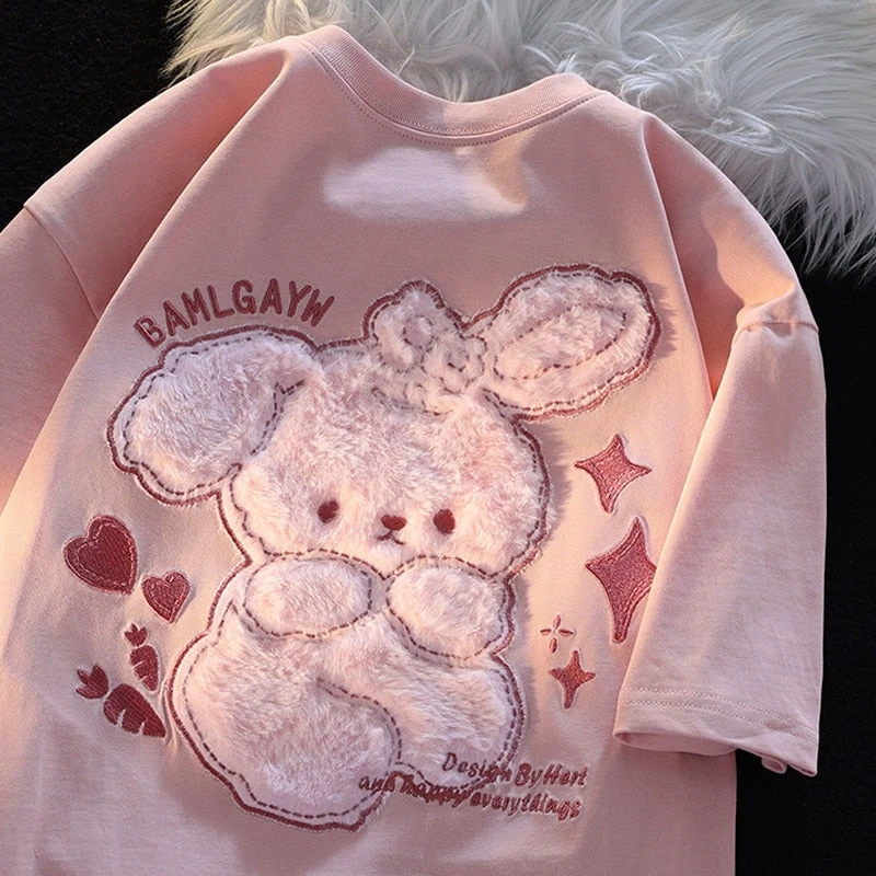 Pink Bunny Fluffy Tee 4 Pink Bunny Fluffy Tee - Image 2