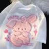 Pink Bunny Fluffy Tee -Clothing Discount Store pink bunny fluffy tee white m bunnies rabbits shirt top kawaii babe 780
